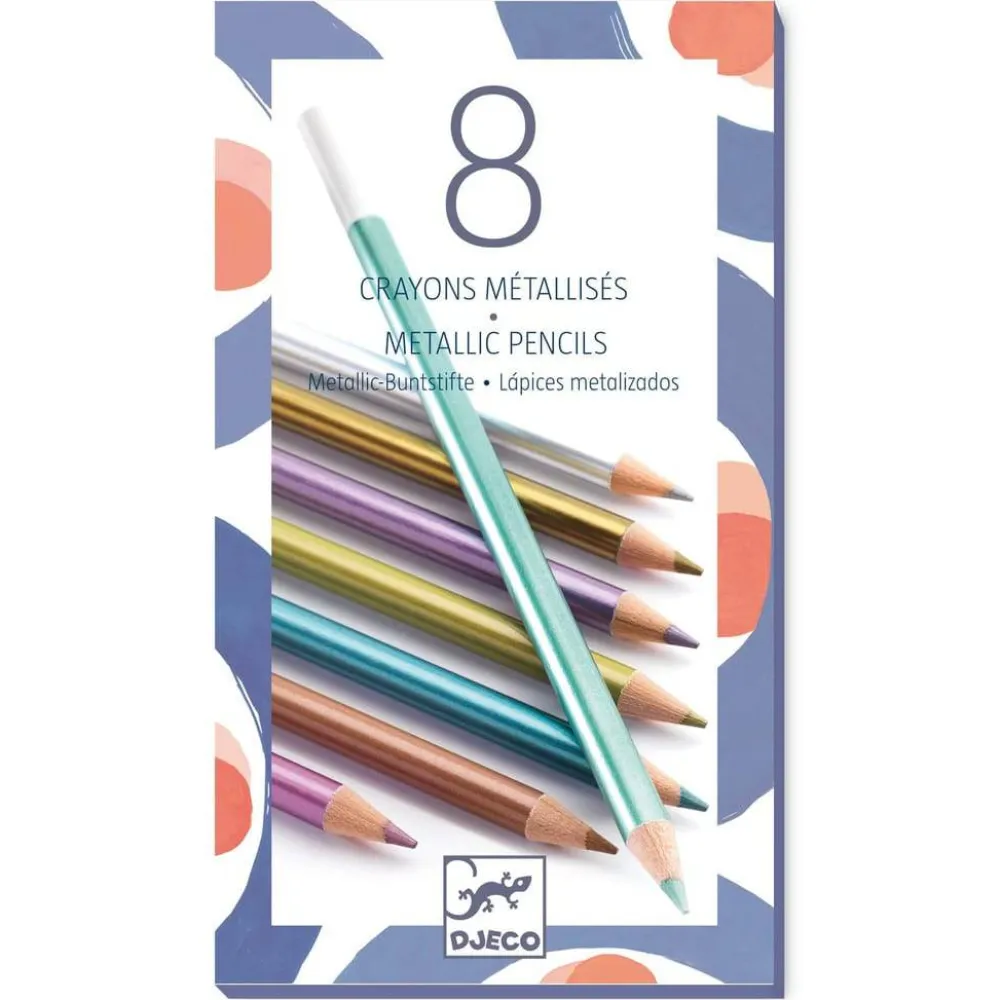Djeco Lápices Metálicos (8 ud) ·*Niños Bolis, Lápices Y Rotus