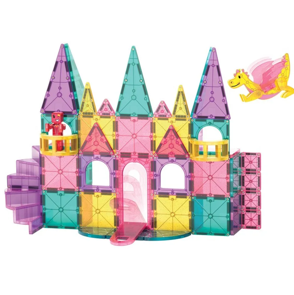 Magna Tiles Magna-T Castle DLX + MicroMags Set 48 piezas*Niños Construcciones Magnéticas