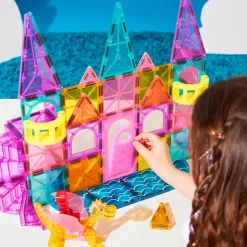 Magna Tiles Magna-T Castle DLX + MicroMags Set 48 piezas*Niños Construcciones Magnéticas