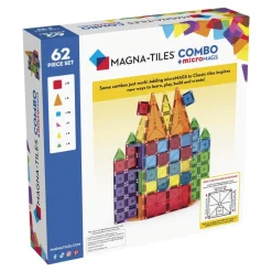 Magna Tiles Magna-T Combo + MicroMags Set 62 piezas*Niños Construcciones Magnéticas