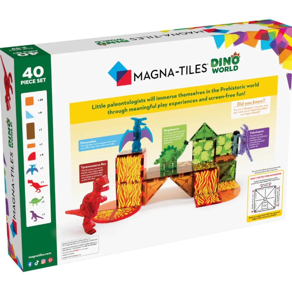 Magna Tiles Magna-T Dino World Set 40 piezas*Niños Construcciones Magnéticas
