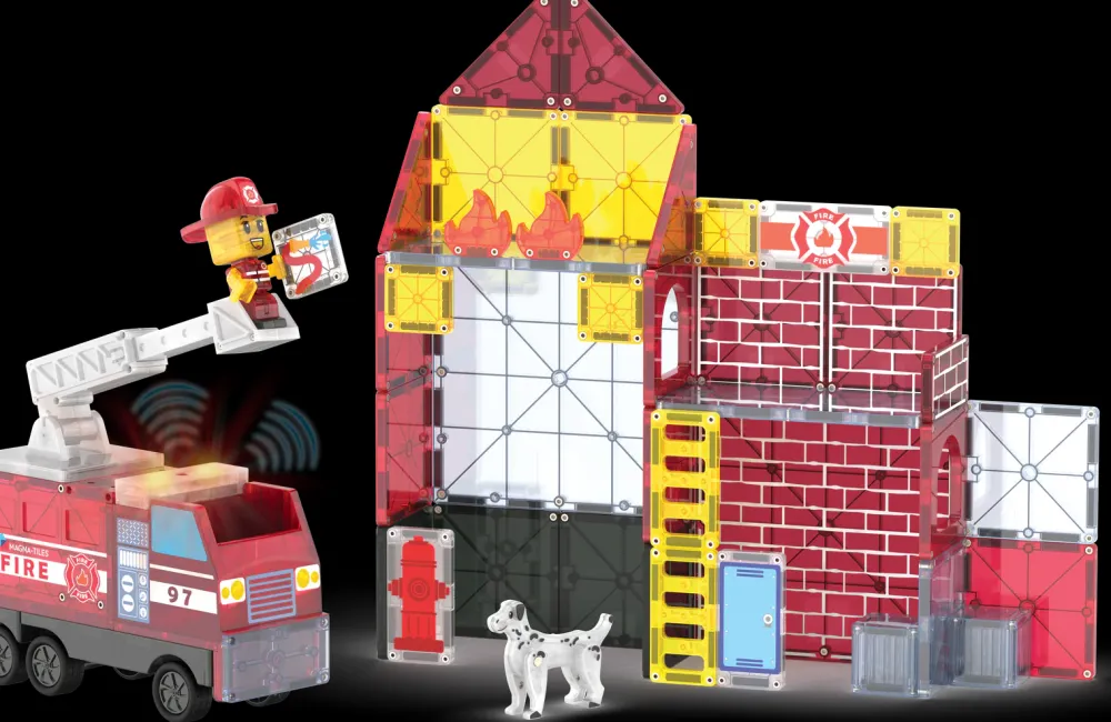 Magna Tiles Magna-T Fire Station Set 50 piezas*Niños Construcciones Magnéticas