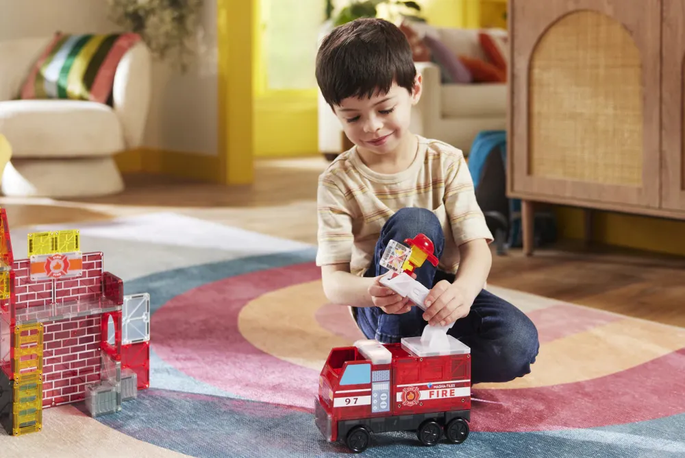 Magna Tiles Magna-T Fire Station Set 50 piezas*Niños Construcciones Magnéticas