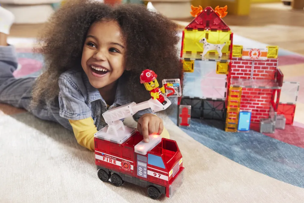 Magna Tiles Magna-T Fire Station Set 50 piezas*Niños Construcciones Magnéticas