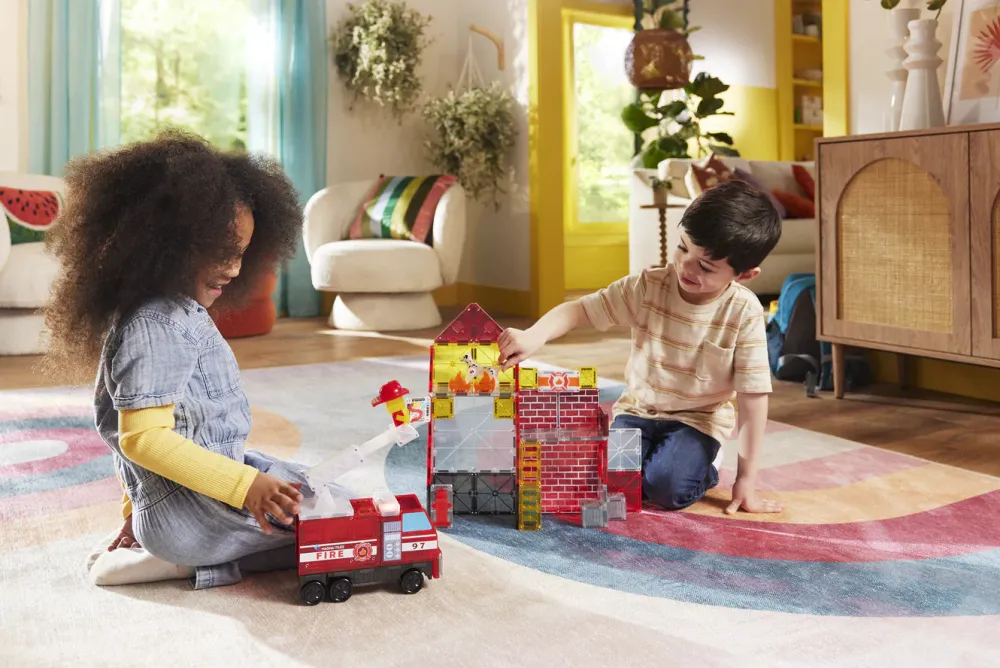 Magna Tiles Magna-T Fire Station Set 50 piezas*Niños Construcciones Magnéticas