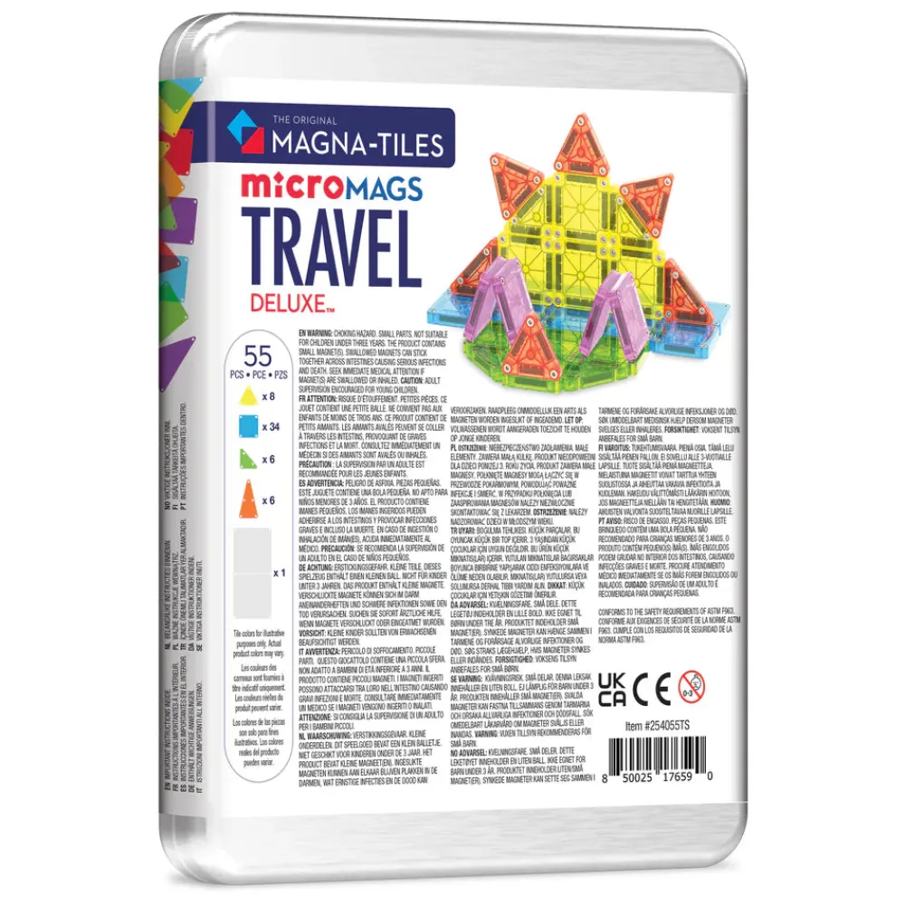 Magna Tiles Magna-T MicroMags Travel Set Luxe 55 piezas*Niños Construcciones Magnéticas
