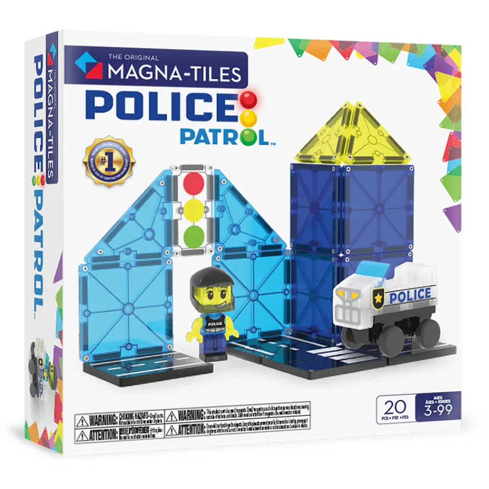Magna Tiles Magna-T Police Patrol 20 piezas*Niños Construcciones Magnéticas
