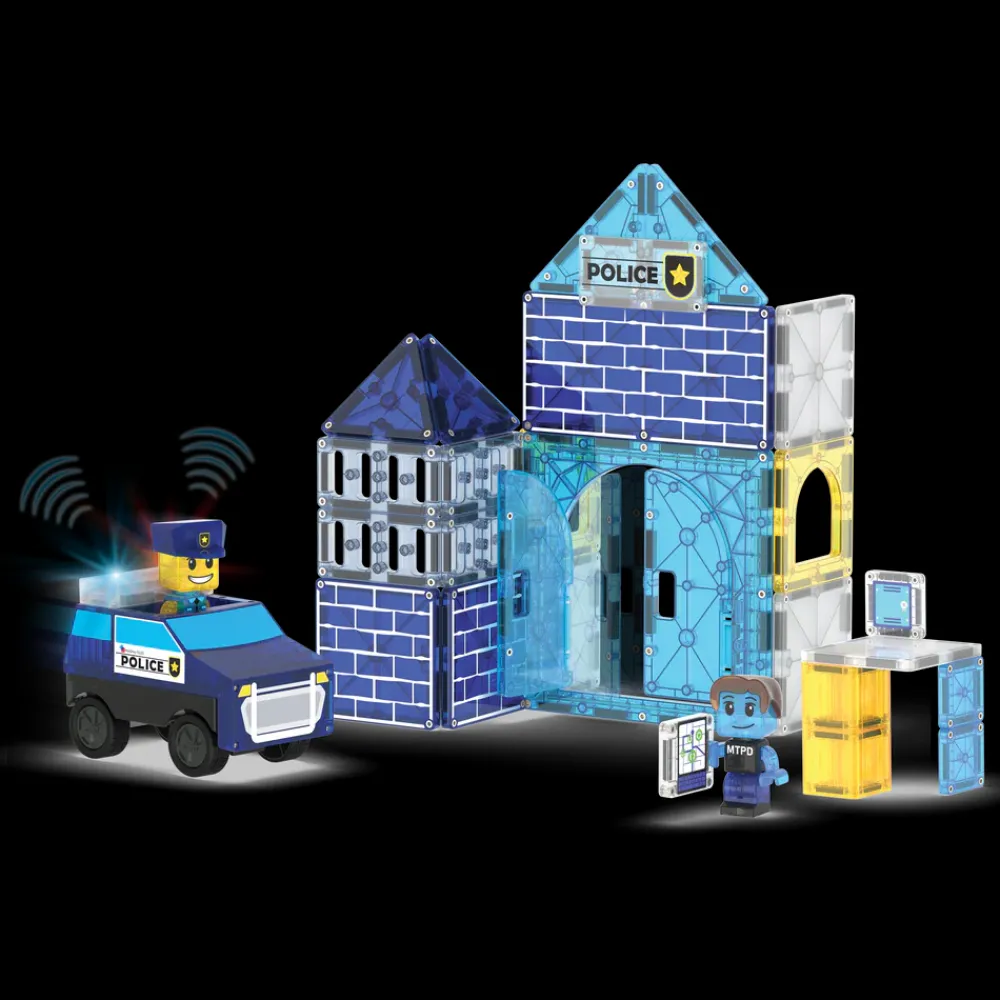 Magna Tiles Magna-T Police Station Set 35 piezas*Niños Construcciones Magnéticas