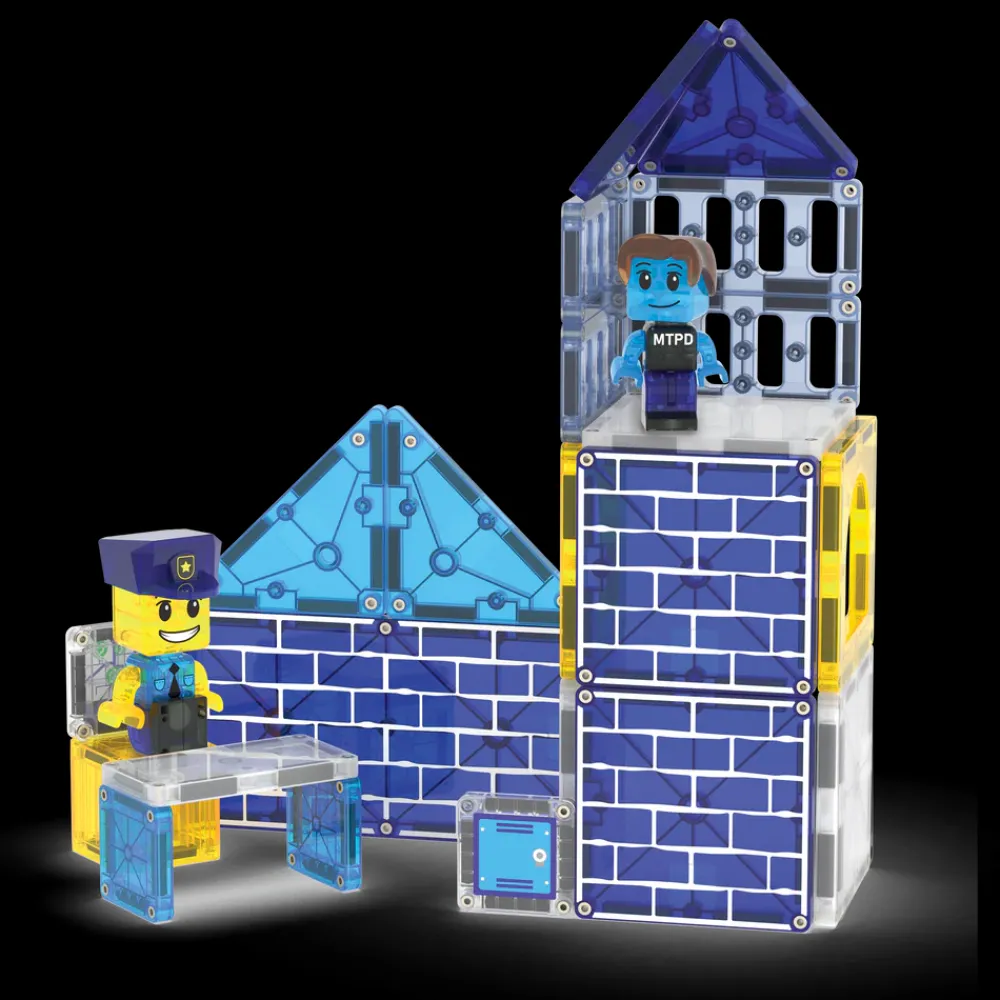 Magna Tiles Magna-T Police Station Set 35 piezas*Niños Construcciones Magnéticas
