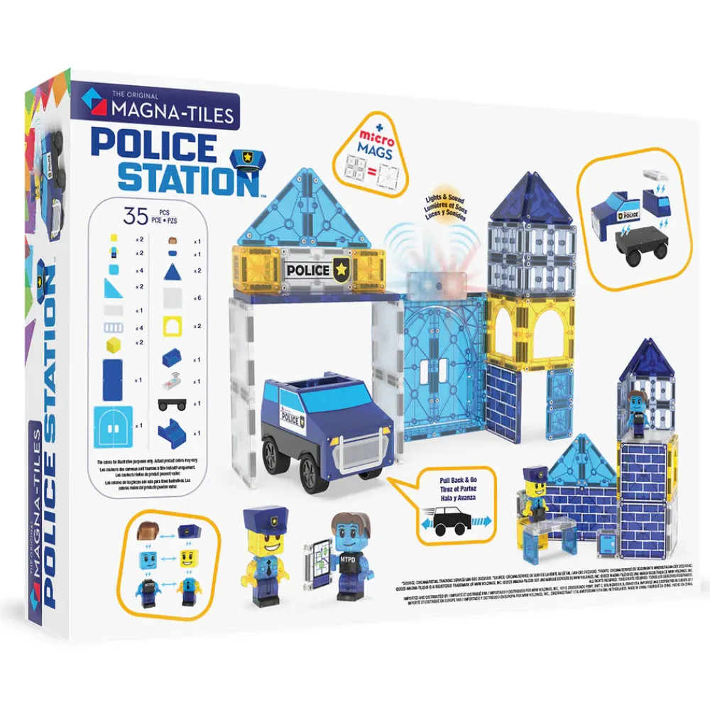 Magna Tiles Magna-T Police Station Set 35 piezas*Niños Construcciones Magnéticas