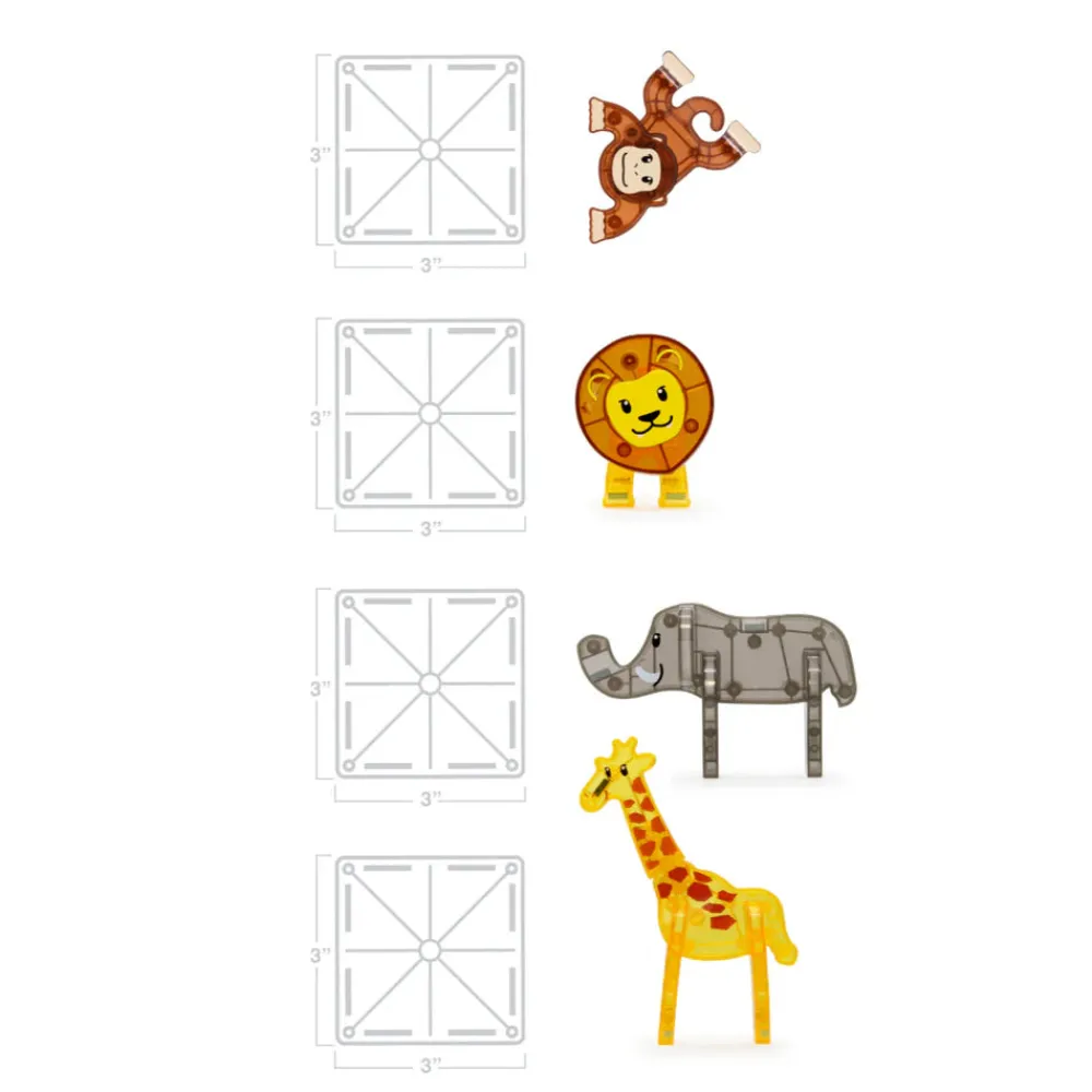 Magna Tiles Magna-T Safari Animals Set 25 piezas*Niños Construcciones Magnéticas