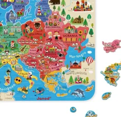 Janod Mapa de Europa Magnético ·*Niños Puzzles Janod|Puzzles De Madera Para Niños Y Niñas