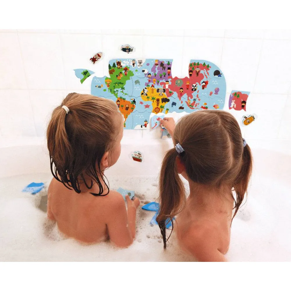 Janod Mapa del Mundo de Baño*Niños Juguetes Montessori|Juguetes De Baño