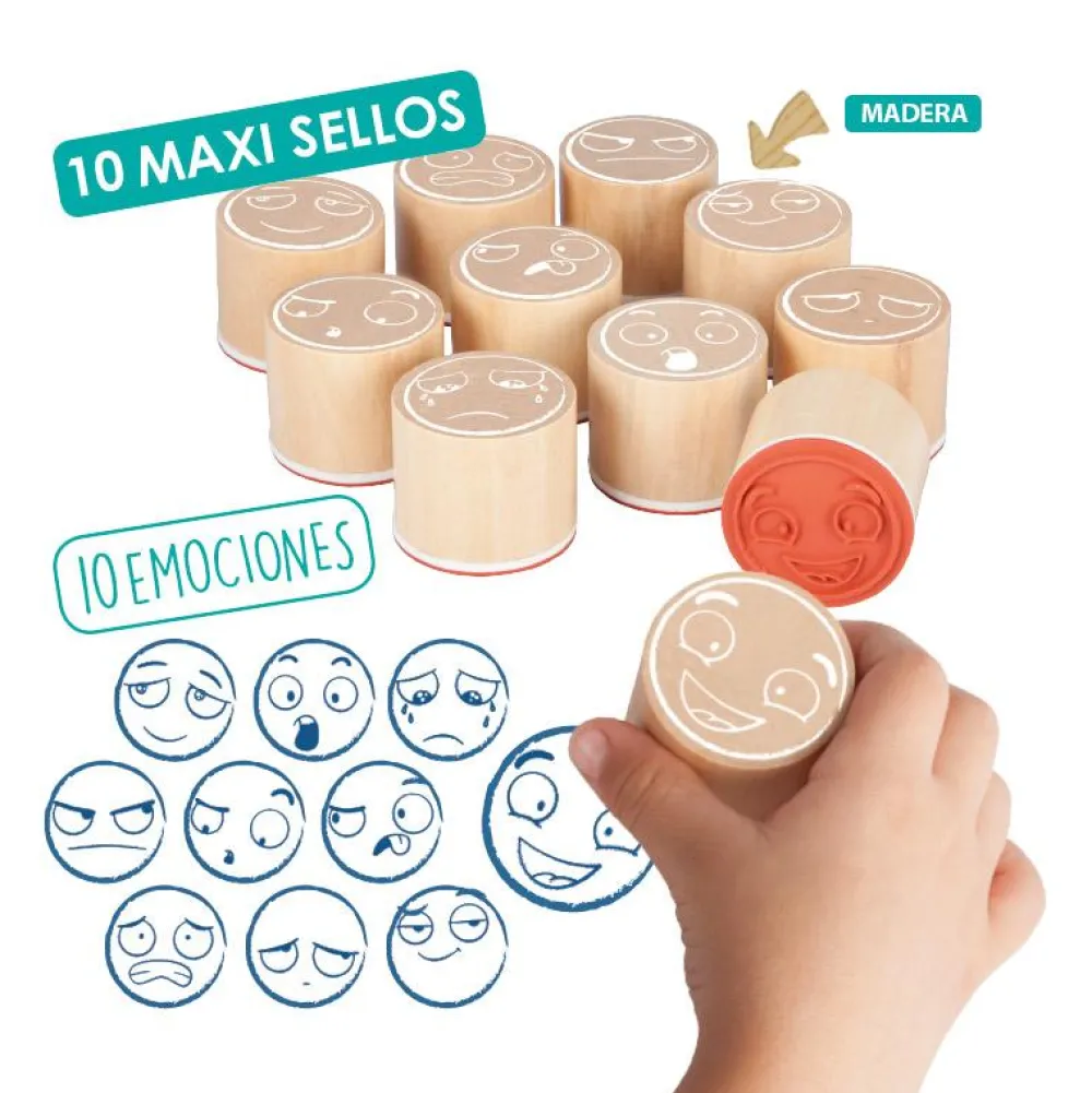 Akros Maxi sellos 10 emociones*Niños Kit De Manualidades|Juguetes Y Juegos Motricidad Fina