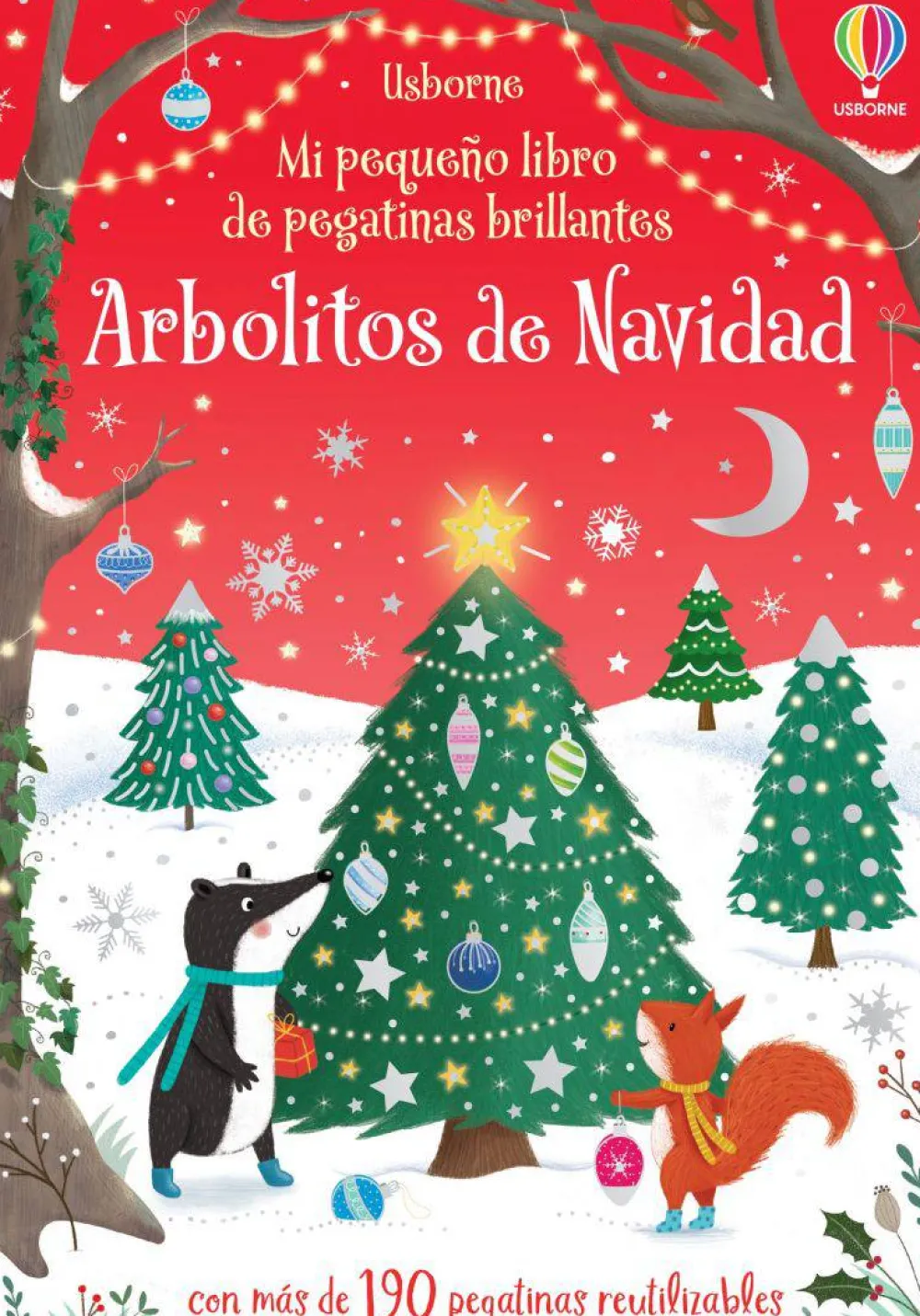 Usborne Mi pequeño libro de pegatinas brillantes · Arbolitos de Navidad*Niños Libros De Navidad Para Niños|Kits Manualidades Navidad