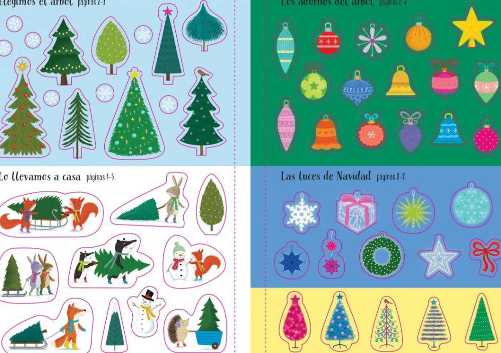 Usborne Mi pequeño libro de pegatinas brillantes · Arbolitos de Navidad*Niños Libros De Navidad Para Niños|Kits Manualidades Navidad