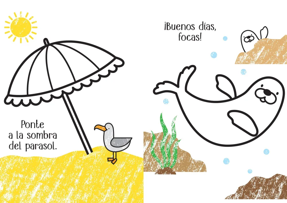 Usborne Mi pequeño libro para colorear · En la playa*Niños Libros Para Colorear|Libros Para Colorear