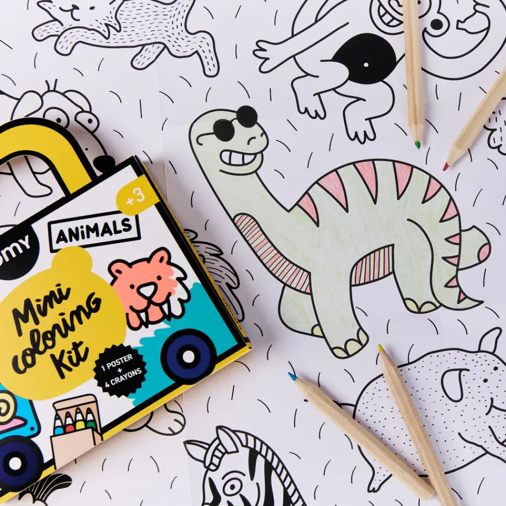 Omy Mini Pocket Animales para colorear + 4 lápices ·*Niños Juegos De Viaje