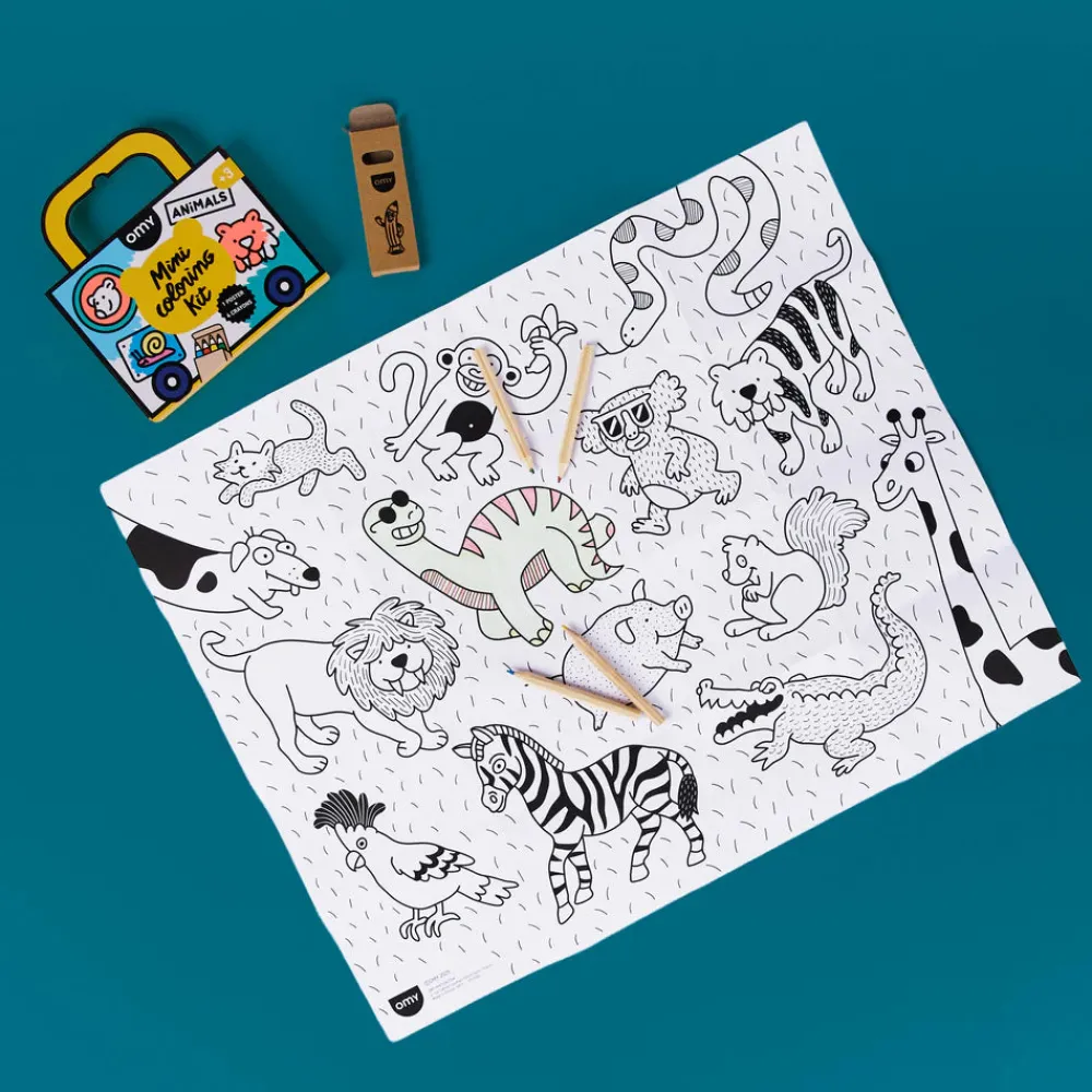 Omy Mini Pocket Animales para colorear + 4 lápices ·*Niños Juegos De Viaje