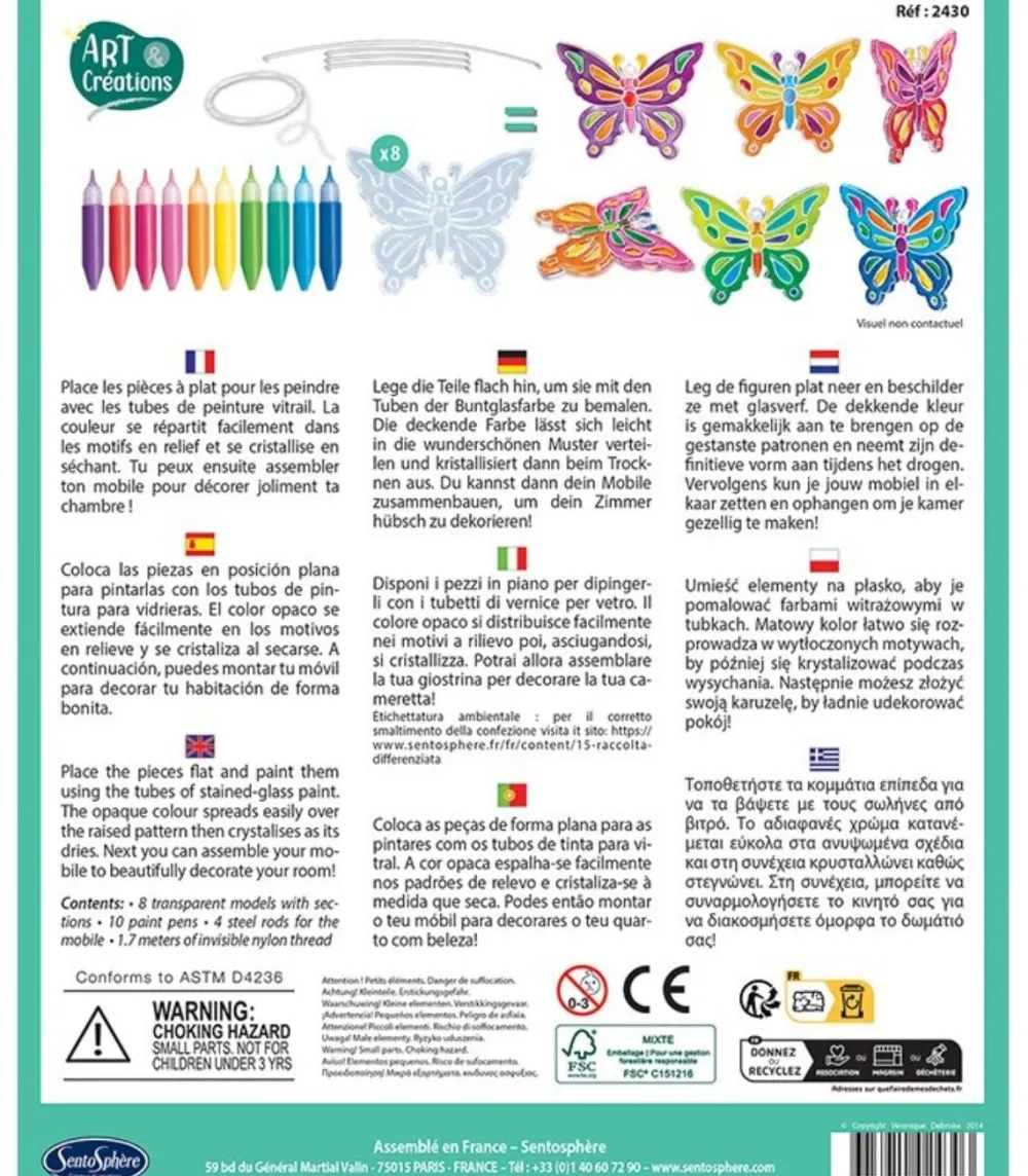 Sentosphère Móvil Vitrail Mariposas · Sentosphere*Niños Kits Manualidades Navidad|Kit De Manualidades