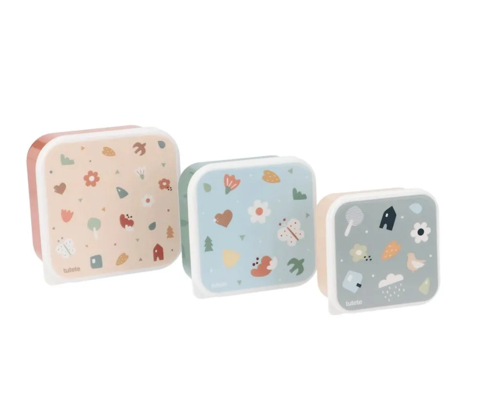 Tutete Pack 3 Cajas Almuerzo Geometric Nature* Cajas De Almuerzo Infantil·Sin Compartimentos