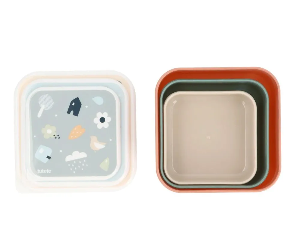 Tutete Pack 3 Cajas Almuerzo Geometric Nature* Cajas De Almuerzo Infantil·Sin Compartimentos
