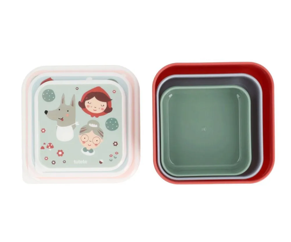 Tutete Pack 3 Cajas Almuerzo Little Red* Cajas De Almuerzo Infantil·Sin Compartimentos