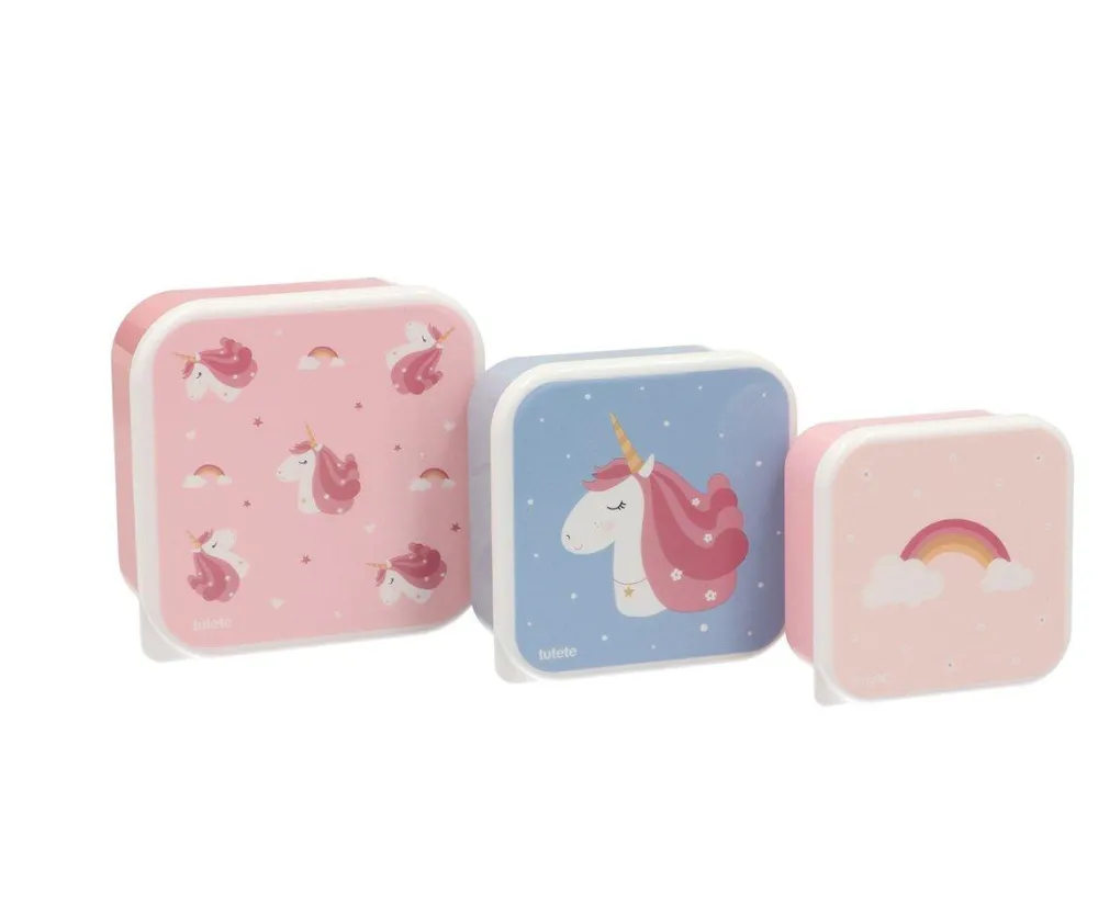 Tutete Pack 3 Cajas Almuerzo Magical Unicorn* Cajas De Almuerzo Infantil·Sin Compartimentos