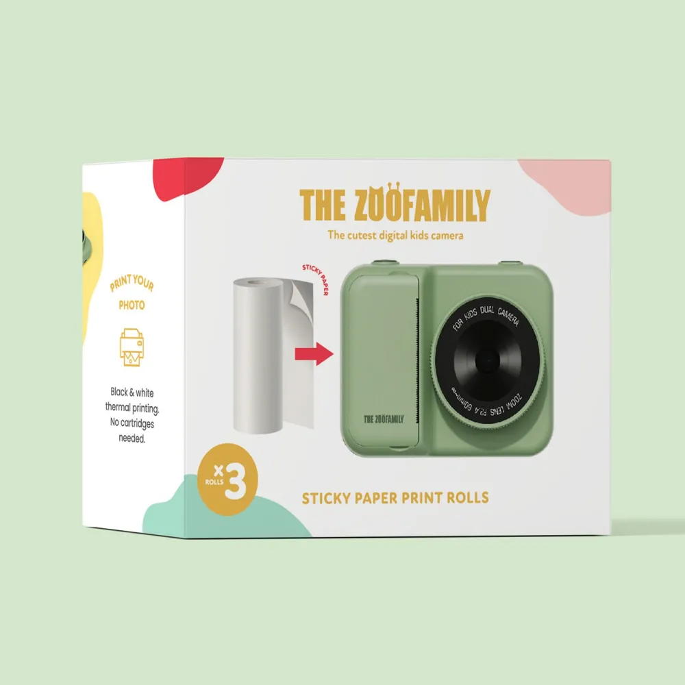 The Zoofamily Pack 3 rollos adhesivos para cámara Fotográfica instantánea Zoo Print ·*Niños Cámaras Infantiles