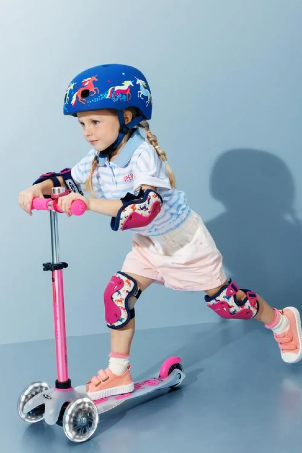 Micro Pack Rodilleras y coderas Unicornio Talla S*Niños Cascos De Bici Para Niños Y Niñas|Patinetes Infantiles