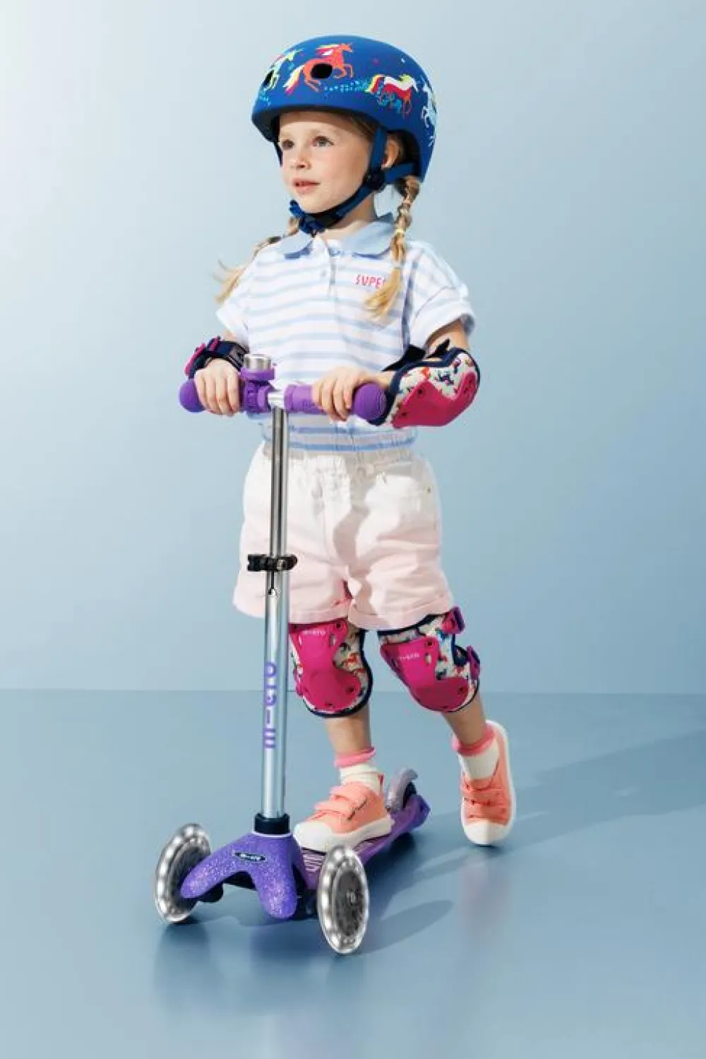 Micro Pack Rodilleras y coderas Unicornio Talla S*Niños Cascos De Bici Para Niños Y Niñas|Patinetes Infantiles