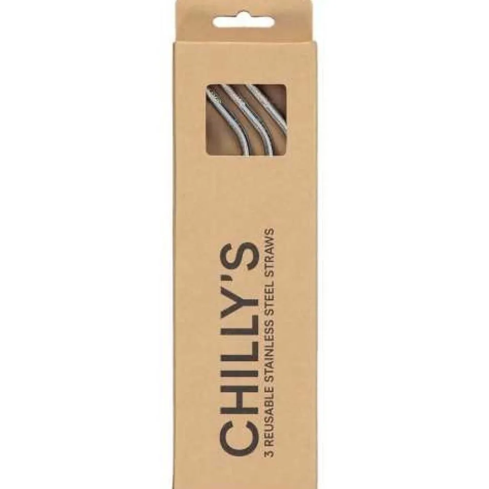 Chilly's Pajitas acero 3 uds + varilla limpieza* Botellas Chilly'S|Botellas De Agua De Acero