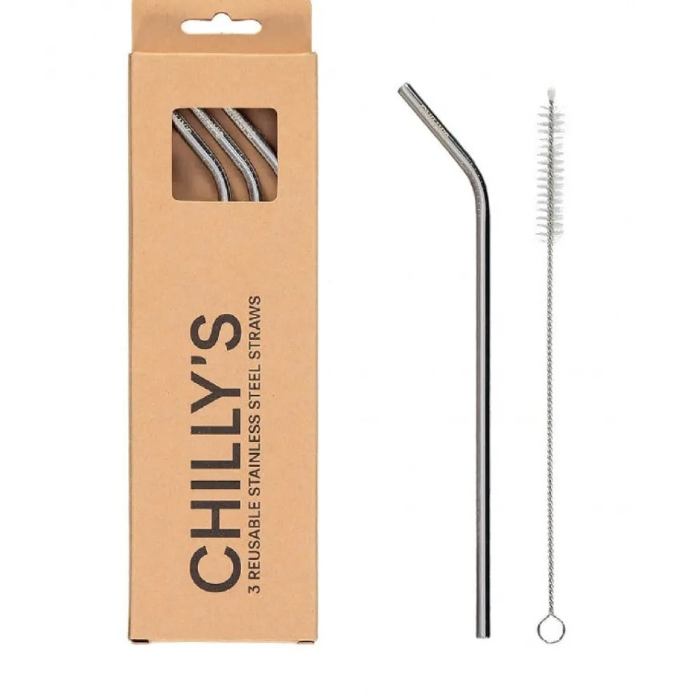 Chilly's Pajitas reutilizables acero inox. 3 u.+ varilla de limpieza ·* Botellas De Agua Termo|Botellas De Agua Para El Cole·Botellas Termo