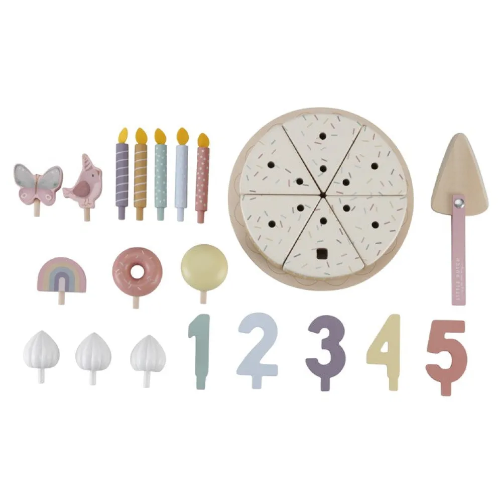 Little Dutch Pastel de cumpleaños Rosa ·*Niños Cocinas De Madera Y Accesorios Juguete|Juguetes Waldorf