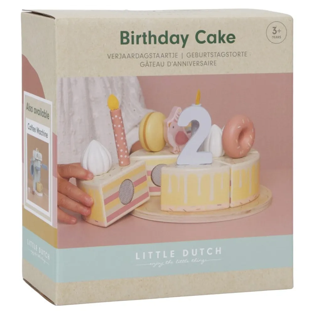Little Dutch Pastel de cumpleaños Rosa ·*Niños Cocinas De Madera Y Accesorios Juguete|Juguetes Waldorf