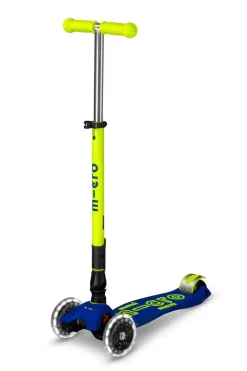 Micro Patinete Maxi Deluxe Plegable Neón LED · Azul/Amarillo*Niños Patinetes De 3 Ruedas Infantiles|Patinetes Infantiles