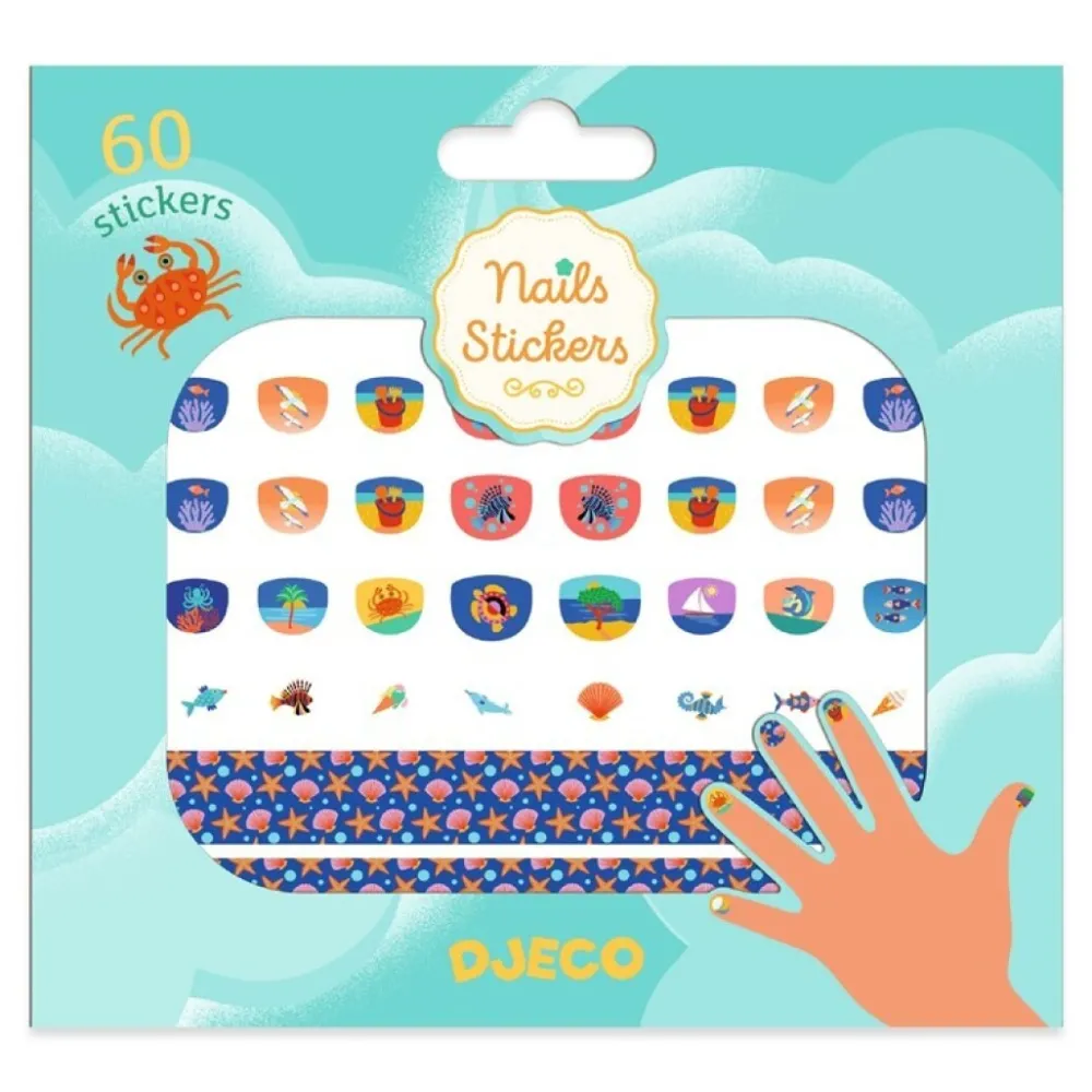 Djeco Pegatinas para uñas Mediterráneo ·*Niños Pegatinas Para Uñas|Pintauñas Para Niñas Y Niños