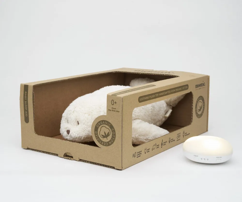 Moonie Peluche Luz - Sonido Seal Orgánico 2.0 Polar*Niños Muñecos Blanditos|Peluches