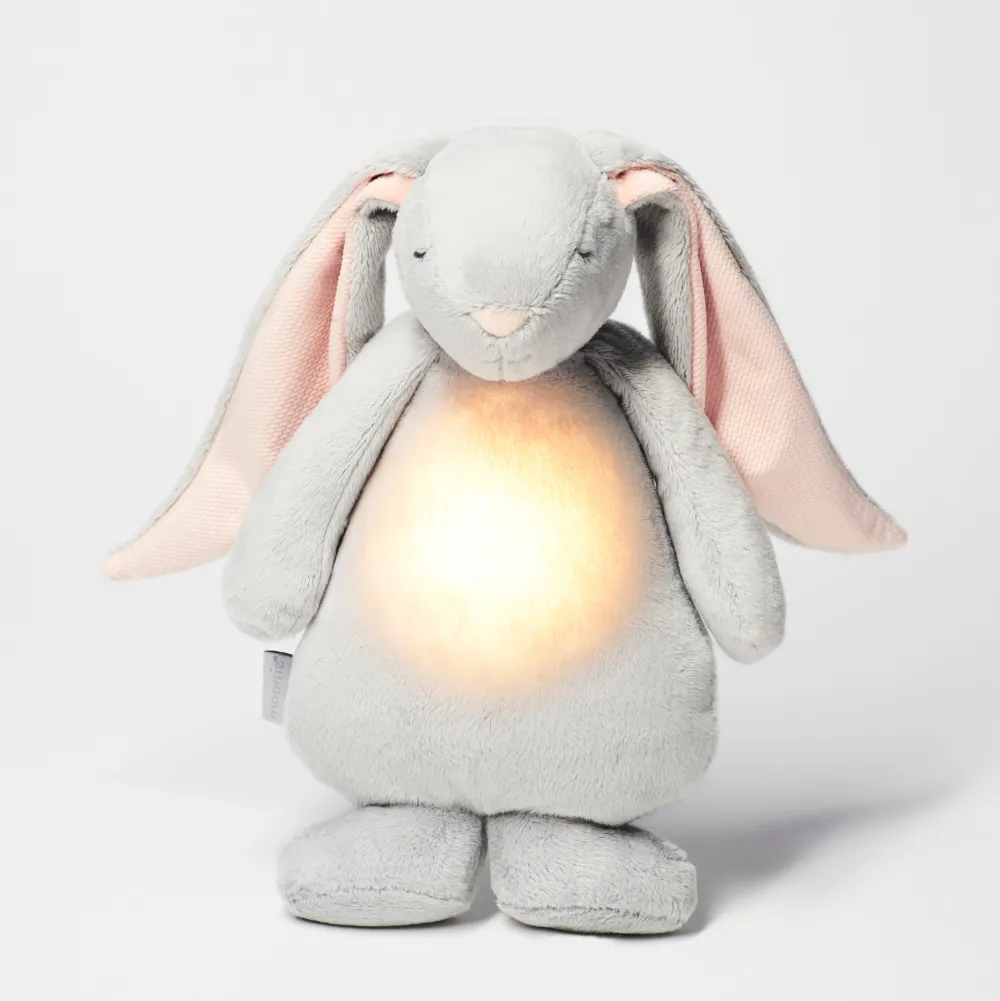 Moonie Peluche Luz-Sonido Conejo Gris/Rosa*Niños Muñecos Blanditos|Peluches