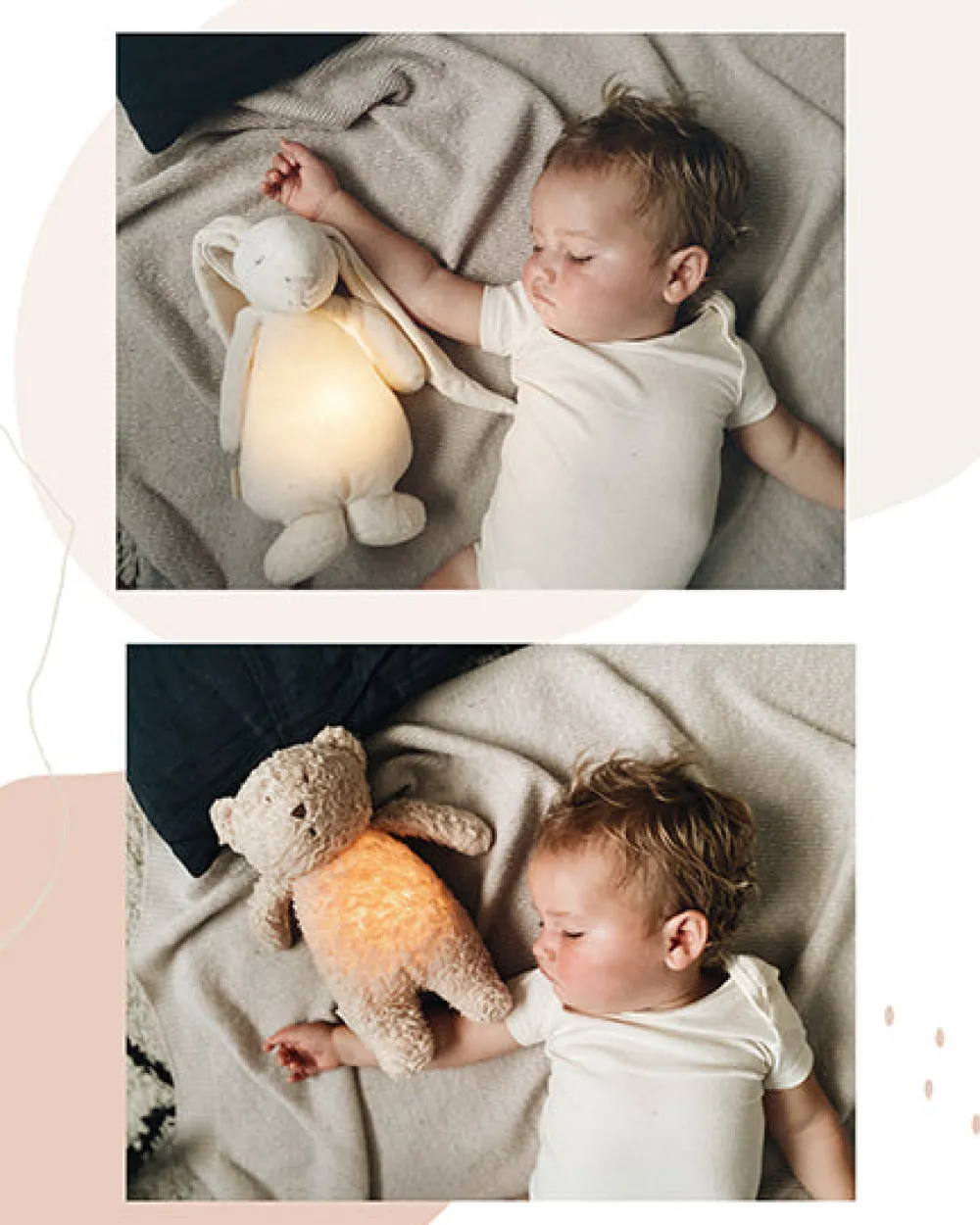 Moonie Peluche Luz-Sonido Oso Orgánico 2.0 Sand Natur*Niños Muñecos Blanditos|Peluches