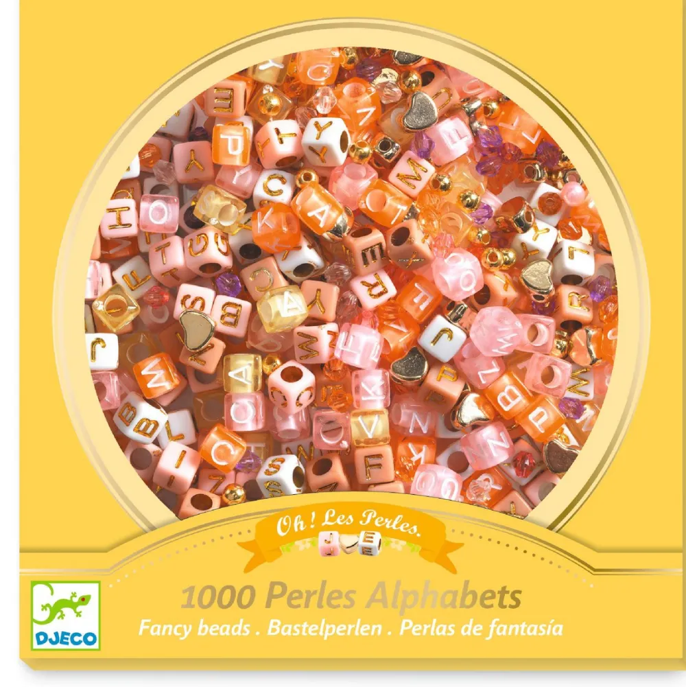 Djeco Perlas alfabeto doradas ·*Niños Kit De Manualidades|Juguetes Montessori