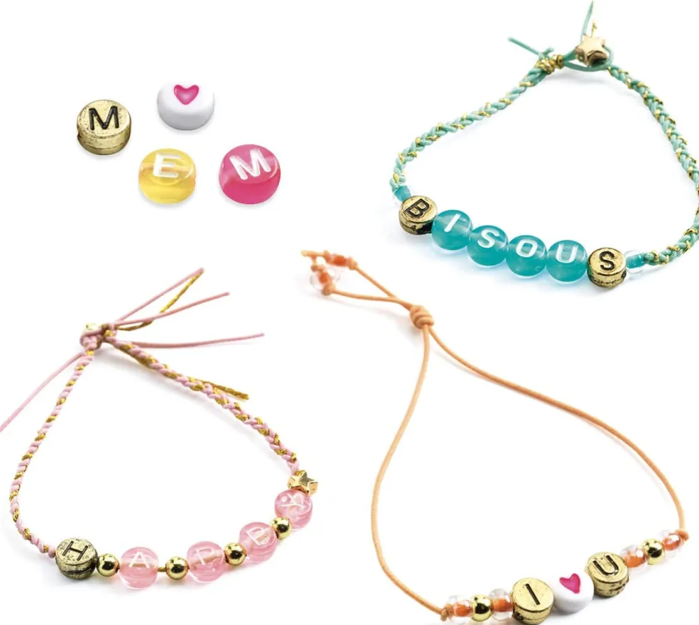 Djeco Perlas y alfabeto ·*Niños Kit De Manualidades|Juguetes Montessori