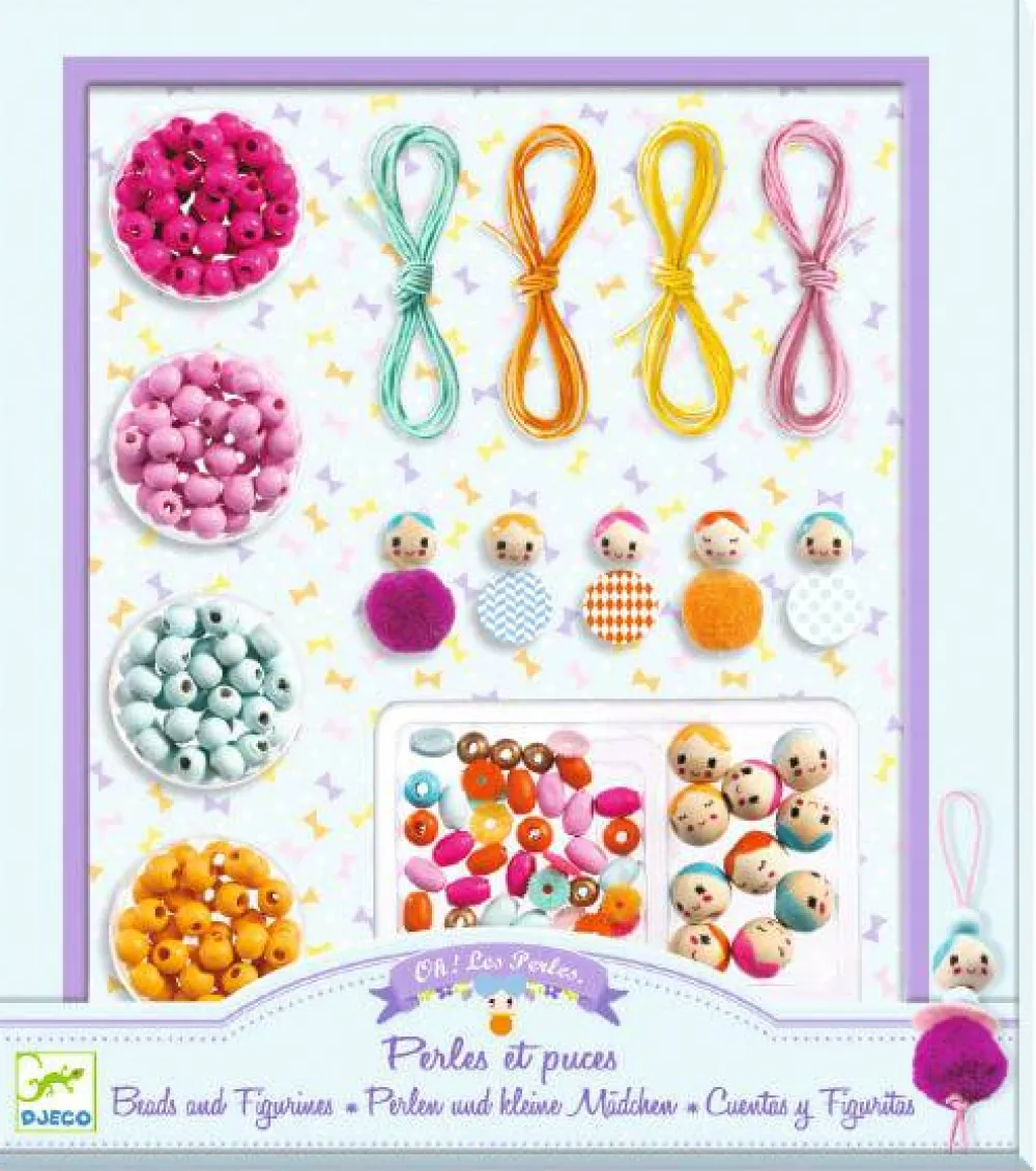 Djeco Perlas y Figuritas de Madera ·*Niños Kit De Manualidades|Juguetes Montessori