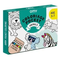 Omy Pocket Animals para colorear + 6 lápices colores*Niños Libros Para Colorear|Libros Para Colorear