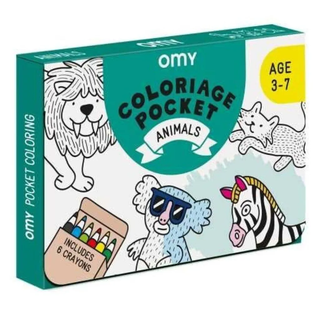 Omy Pocket Animals para colorear + 6 lápices colores*Niños Libros Para Colorear|Libros Para Colorear