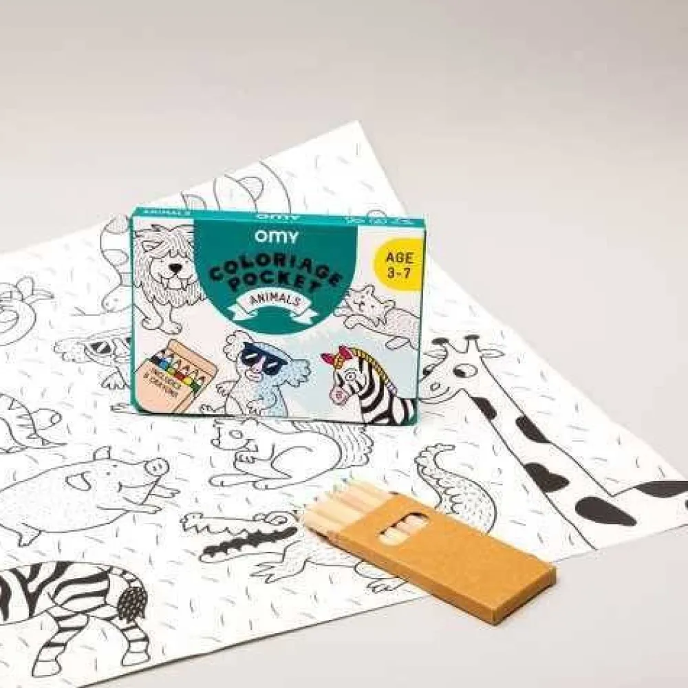Omy Pocket Animals para colorear + 6 lápices colores*Niños Libros Para Colorear|Libros Para Colorear