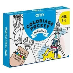 Omy Pocket Atlas para colorear + 6 lápices colores*Niños Libros Para Colorear|Libros Para Colorear