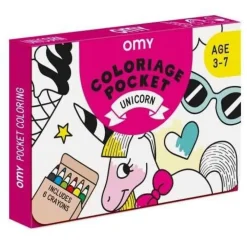 Omy Pocket Unicornio para colorear + 6 lápices colores*Niños Libros Para Colorear|Libros Para Colorear