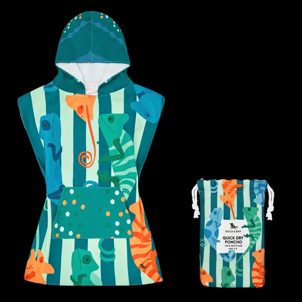 Dock u0026 Bay Poncho Camaleón · Dock & Bay*Niños Toalla De Niños Para Playa|Toallas De Playa Para Bebés