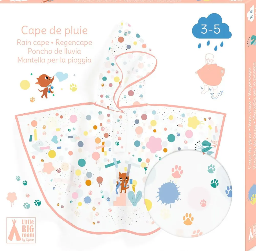 Djeco Poncho de Lluvia · Gato XS 90-110 cm*Niños Paraguas Infantiles|Ponchos De Lluvia